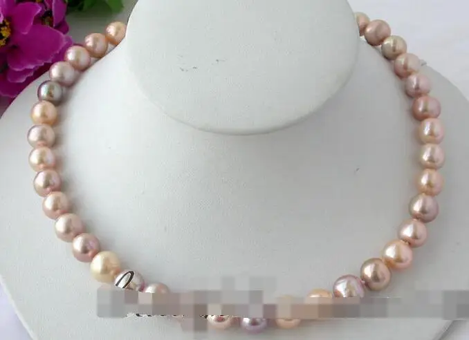 

3912 pink purple round freshwater pearl necklace