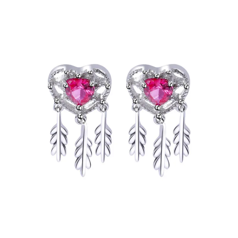 Lo Paulina new 2019 Classic Heart Tassel S925 Silver Stud Earring for mother's day gift joyas wholesale | Украшения и