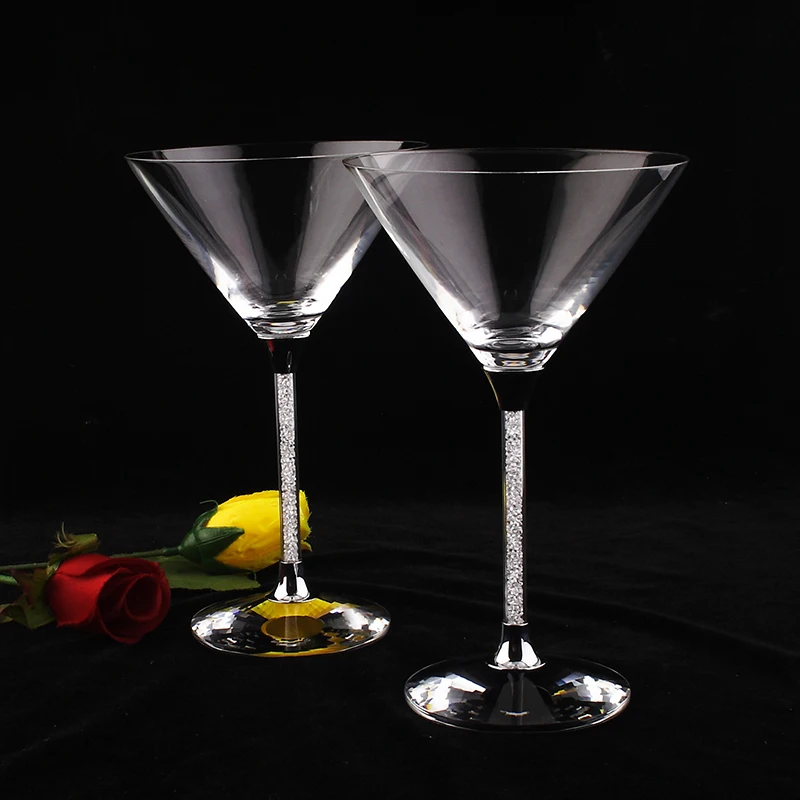 Cocktail martini glass cups drinking goblet 2 pcs set in box well