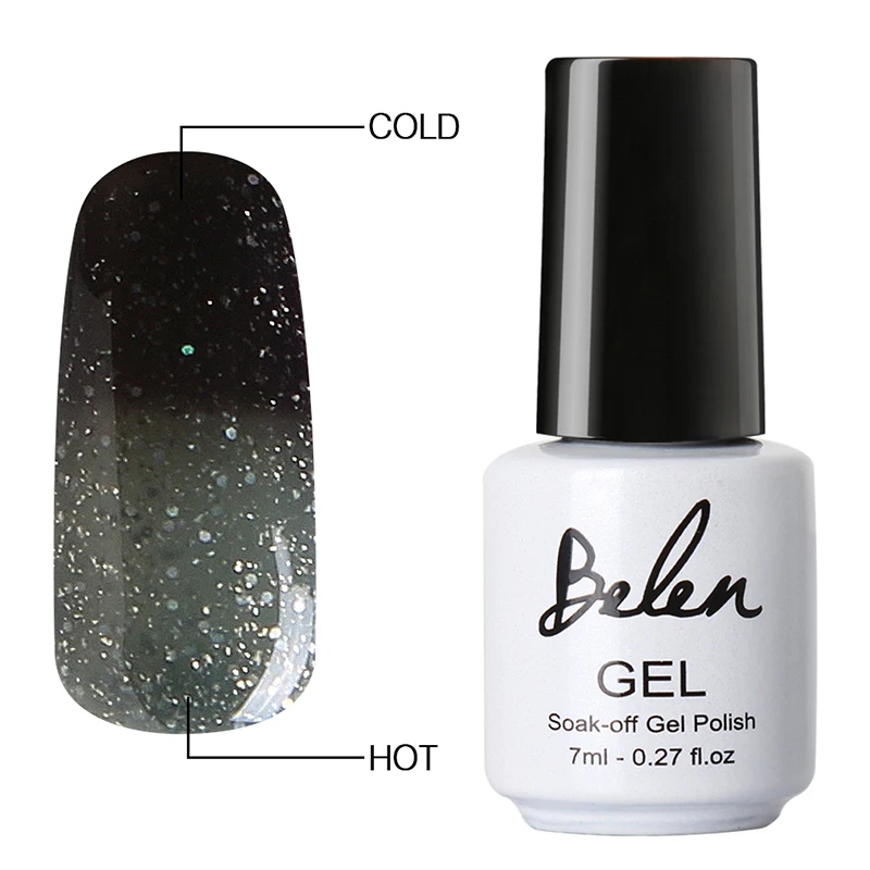 Belen 7 мл Лак для ногтей изменение температуры цвета Гель-лак для ногтей верхнее Базовое покрытие Vernis полуперманентный Гель-лак для ногтей - Цвет: 9046