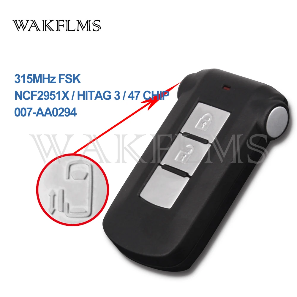 3 Button Smart Remote Key 315MHz Fob for Nissan for Mitsubishi Dayz Roox Space 2014 NCF2951X HITAG 3 47 CHIP 007-AA0294 OEM