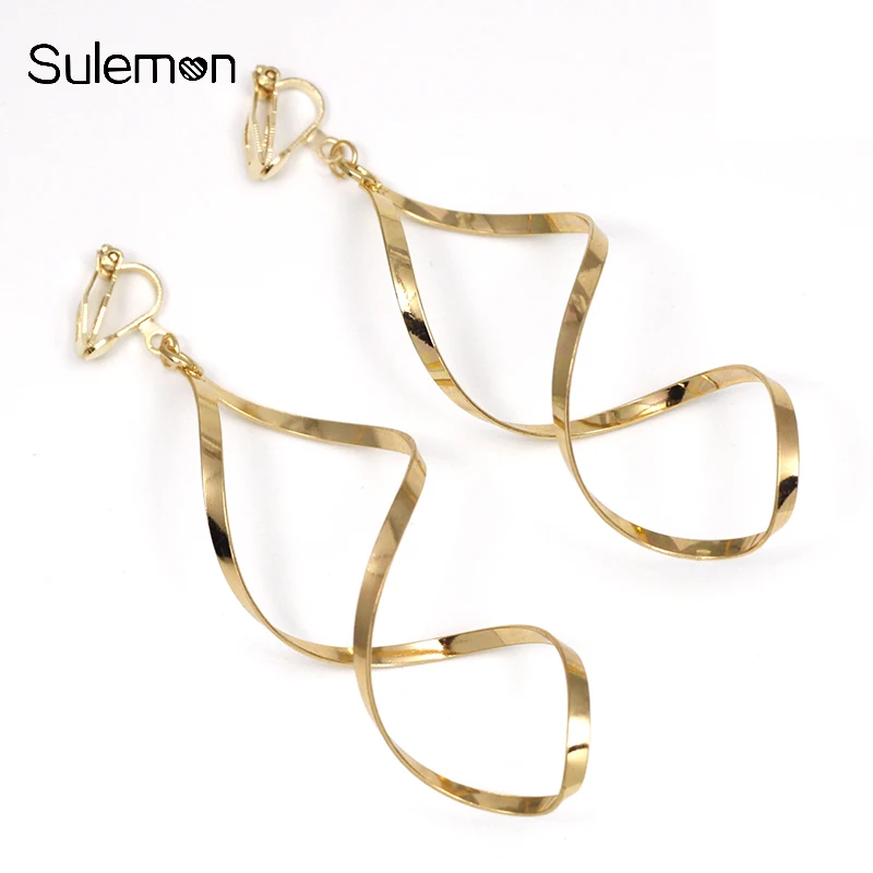 

Metal Wave Pattern Earrings Non Pierced Ear Clips Geometry Irregular Clip Earrings Without Piercing Minimalism Earring CE193