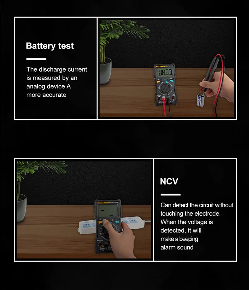 Aveng V7 цифровой мультиметр с подсветкой фонарик переменного тока/постоянного тока Амперметр Вольтметр Ом Авто/ручной мультиметр тестер Встроенная двойная трубка