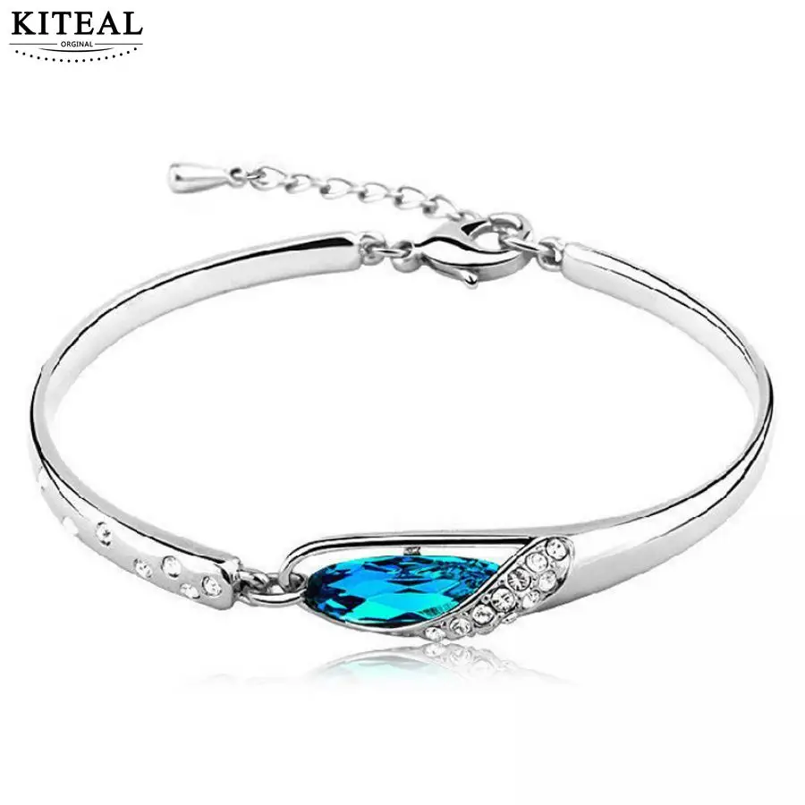 Kiteal, Новая мода 925, ювелирные изделия, серебряный, синий, кристалл, обувной браслет, браслеты для женщин, свадебный подарок, pulseira feminina, S-B150