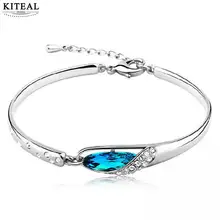 Kiteal, Новая мода 925, ювелирные изделия, серебряный, синий, кристалл, обувной браслет, браслеты для женщин, свадебный подарок, pulseira feminina, S-B150