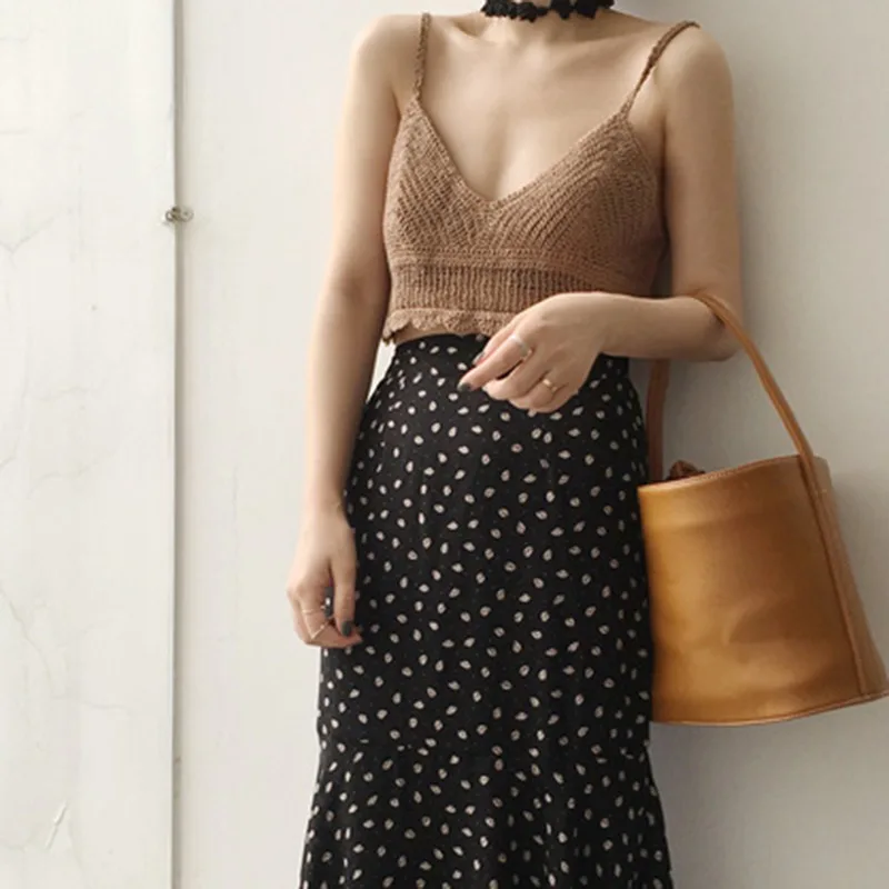 

2019 Summer Sexy Sleeveless Vest Slim Tank Top Women Camis Knitted Crop Top Women Camisole