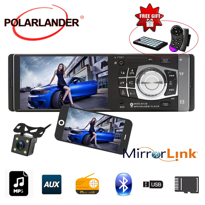 

4.1" 1DIN With Camera FM/USB/TF/AUX Bluetooth Car Radio Car MP5/MP4 Player Mirror Link Only For Android Stereo