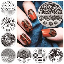 Цветы Снежинка кружева изображения 5,5 см круглые пластины для штамповки ногтей трафареты для штамповки ногтей пластины художественное украшение