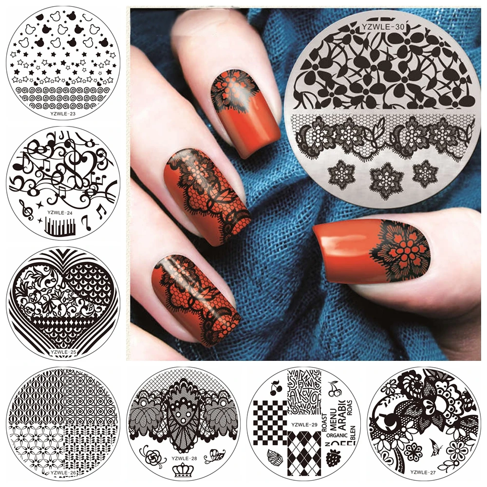 Buy Flowers Snowflake Lace Image 5.5cm Round nail