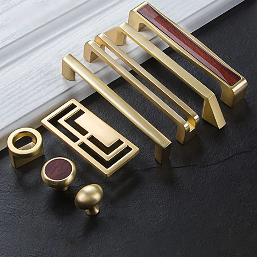 Gold door handle drawer gold wood pattern modern