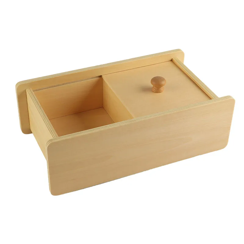  Wooden Sensory Toys Box with Sliding Lid Attention Practice Game Baby Boy 0-3 Years Home Educationa