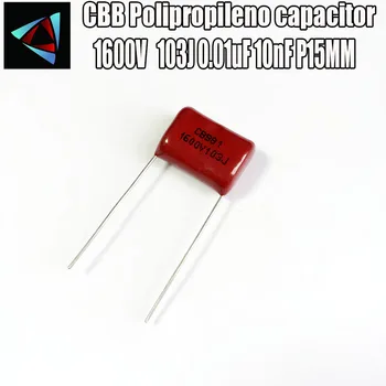

8PCS 1600V 1.6KV 103J 0.01uF 10nF P15 Polypropylene film capacitor pitch 15mm