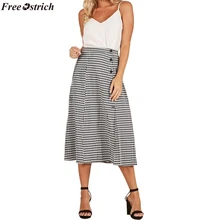 Страусиная модная женская клетчатая Женская юбка на пуговицах с разрезом по бокам, вечерние повседневные женские юбки с высокой талией, длина до середины икры, трапециевидная Женская юбка