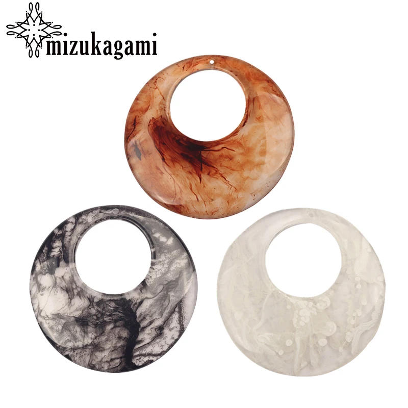 

47mm Acetic Acid Resin Charms Pendant Smooth Big Round Circle For DIY Earrings Jewelry Pendant Making Finding Accessories
