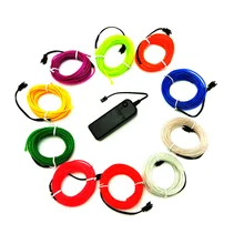 Flexible Neon Cold Light String EL Wire Tube Rope 2m/3m/5m 2AA Battery Powered LED Light With Controller For Wedding Party Decor