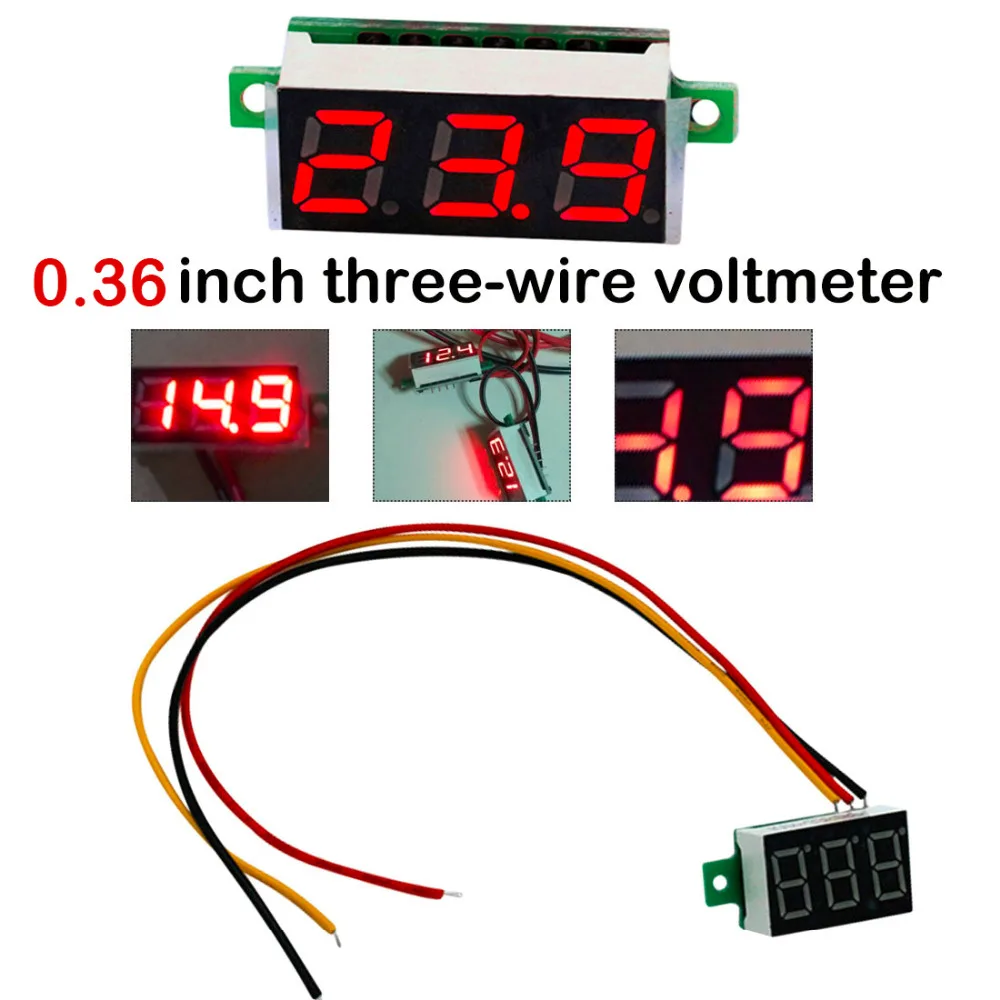 

0.36 inch DC 0-100V 3 Bits Digital Red LED Display Panel Voltage Meter Voltmeter Tester Digital Ammeter Voltmeter Three Lines