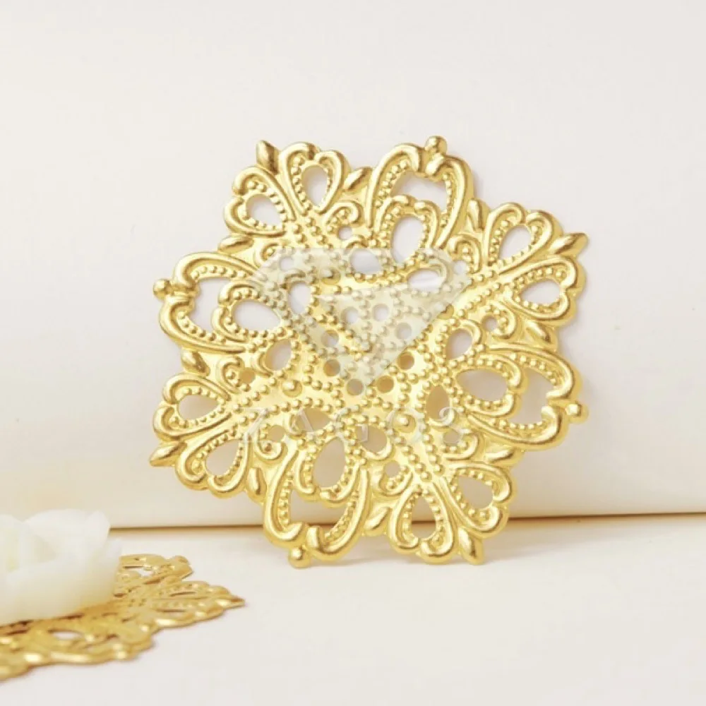 20Pcs Brass Filigree Fower Links DIY Cameo Cabochon Flatback Settings MB0546