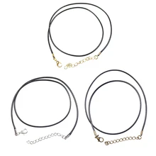 Cordons en cuir ciré noir pour collier, 20 pièces/lot, Dia 1.5mm, or/Bronze Antique/Rhodium, chaîne pendentif pour fermoir homard, bijoux à faire soi-même