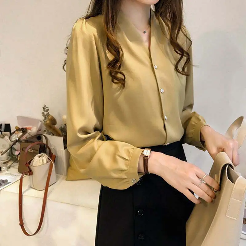 

Cotton Shirt Dark Blue Blouse Spring Autumn Blouses Shirts Women Long Sleeve Tops Casual Solid Blusas