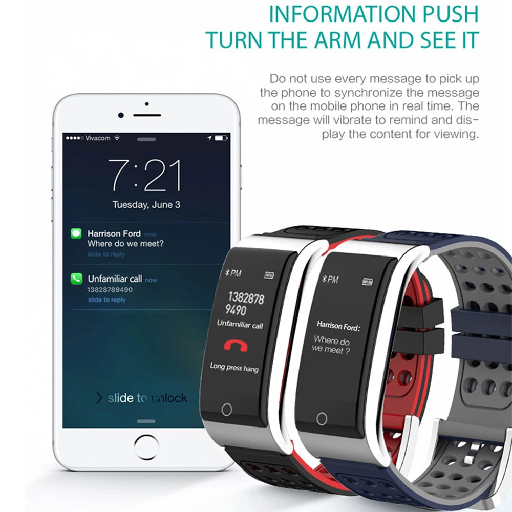 E08 умный Браслет фитнес-трекер умный Браслет монитор сердечного ритма ЭКГ/PPG кровяное давление, умные часы для IOS Android Phone