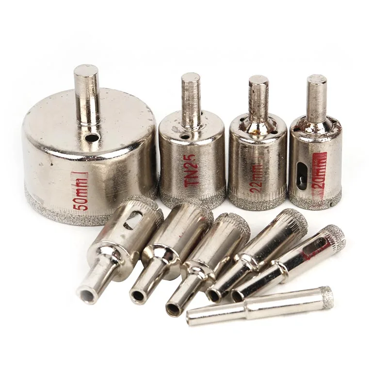 

10pcs/set Diamond Drill Bits 8-50mm Marble Ceramic Glass Hole Drilling Tools Tile Cutter Hollow Extractor Remover Drill Chuck