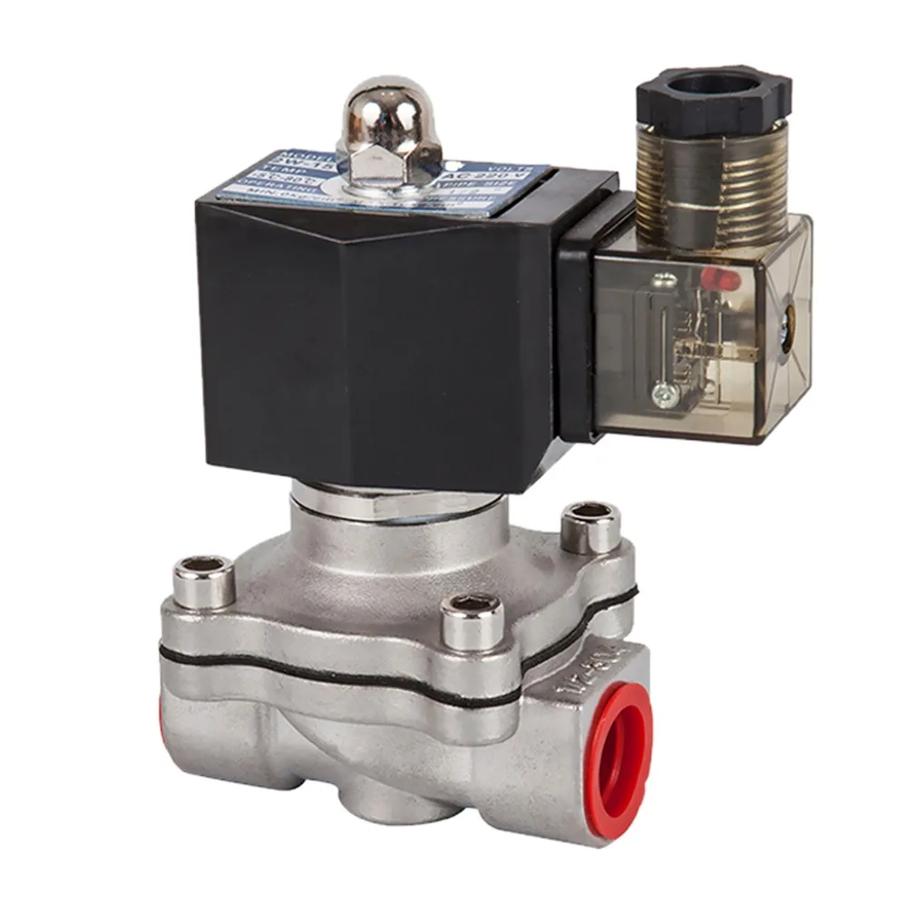 Comprar DN15 50 válvula de solenoide normalmente cerrada 304 de acero inoxidable de aceite de agua de válvulas a prueba de humedad AC 110V 220V 380V 24V DC 12V 24V