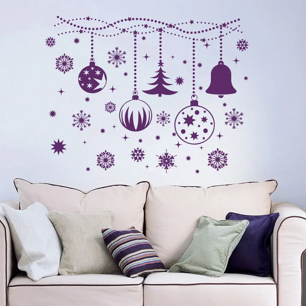 Hot New Christmas Wall Sticker Ball Decal Mural Home Window Decor Removable Interior Ornament Sofa Background Decals LA712 |