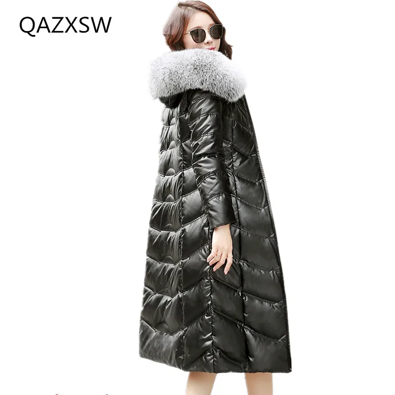 2018 New Women's Winter Genuine Leather Coat Leather Down