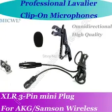 Micwl XLR мини 3pin микрофон петличный Para нагрудные Микрофон для AKG Самсон Близнецы Беспроводной a6t-3p