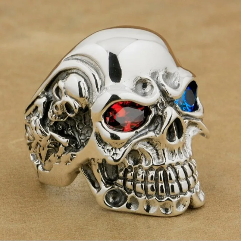 

HNSP Vintage skull ring for men male Gothic punk Biker Skeleton stainless steel jewelry Anel