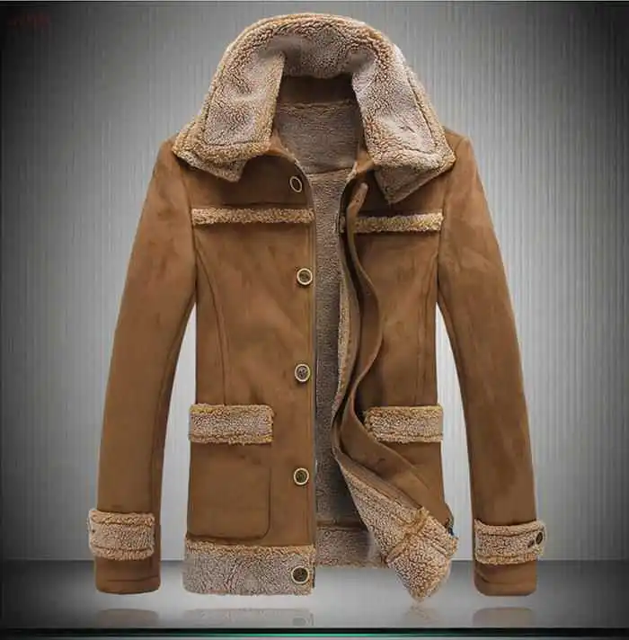 New arrival 2014 man's leather jacket fur collar winter