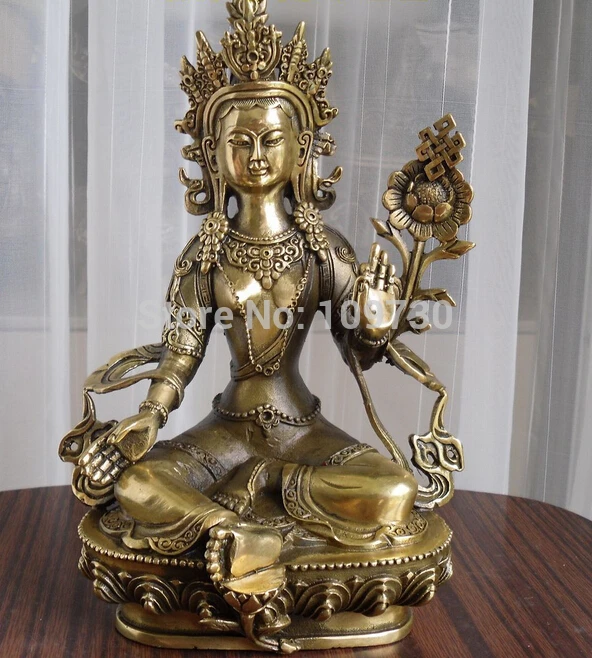

001247 Tibetan Buddhist bronze The Wish-Fulfilling Tara buddha statue 21 cm tall