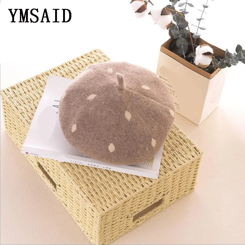 Корейский модный женский берет Ymsaid из 100% шерсти зимний теплый женские