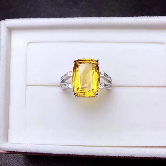 Натуральное кольцо цитрин, 8 карат драгоценных камней, красивые цвета, процесс помола, 925 серебро