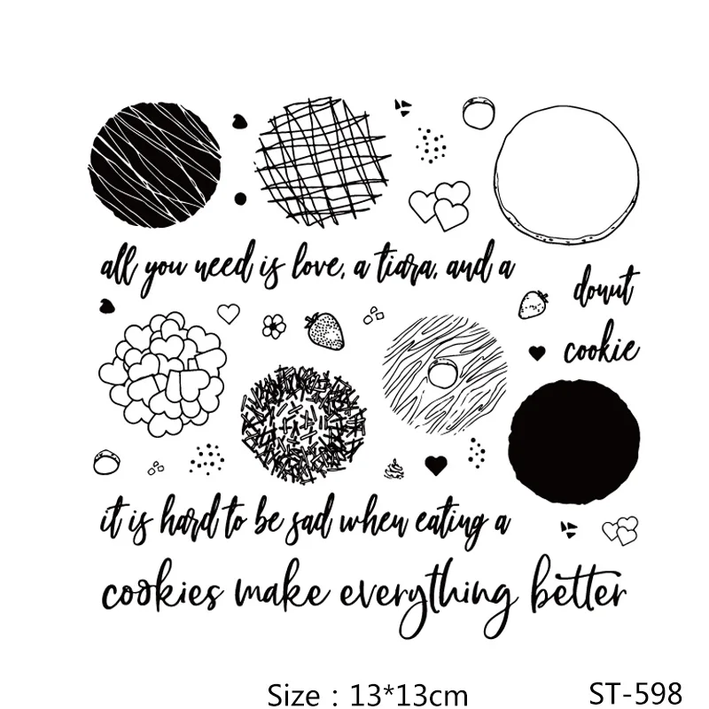 

ZhuoAng Different Styles Cookies Biscuits Clear Stamps For DIY Scrapbooking/Card Making/Album Decorative Silicone Stamp Crafts