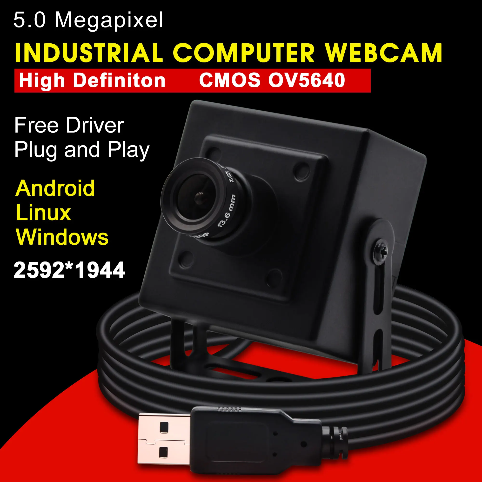 5 мегапикселей 2592x1944 CMOS OV5640 USB Камера Безопасности HD настольный или ноутбук