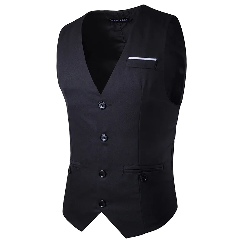 Customized classic men's suit vest pocket button decoration men's vest