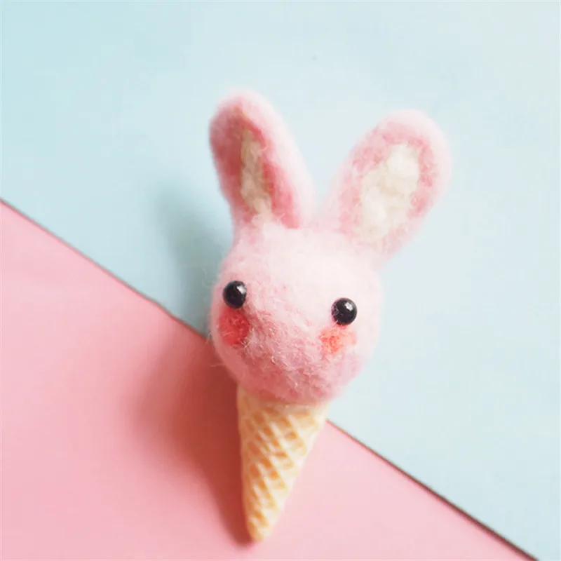 Wholesale(10 pieces/lots)Wool Felt DIY Craft Ice Cream Rabbit Design for Hair Band Accessories