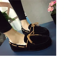 2016 Autumn winter han edition flat round head pure color and cotton bowknot doug big yards for women’s shoes wholesale