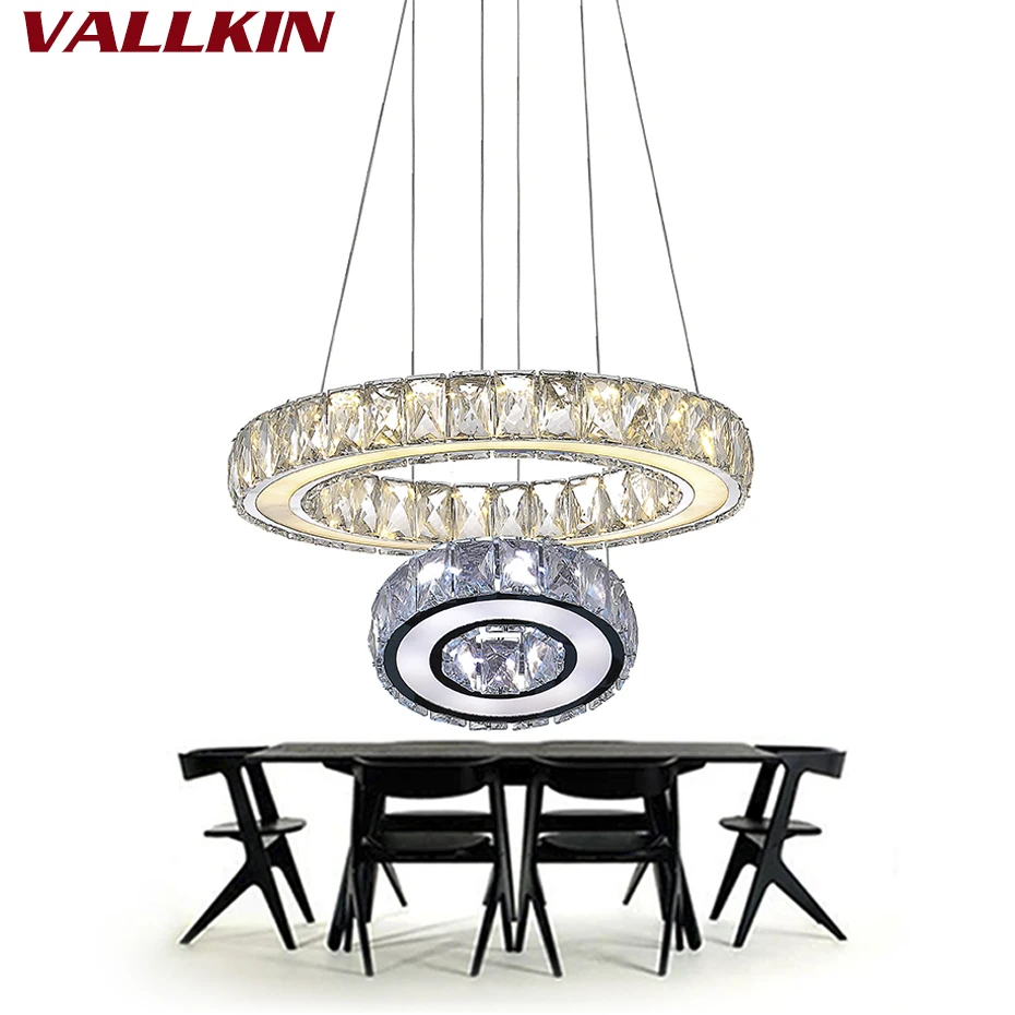 Popular Diamond Ring LED Crystal Pendant Light Modern LED Circles