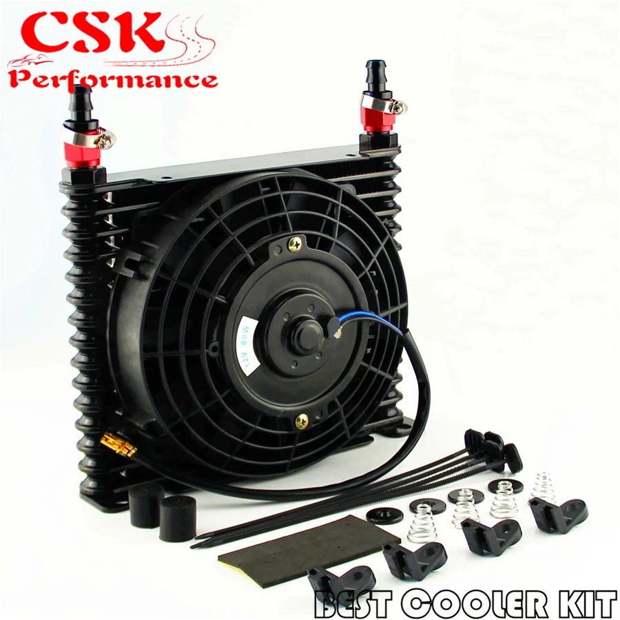 8 AN 32mm Aluminum15 Row Engine/Transmission Racing Oil Cooler +7