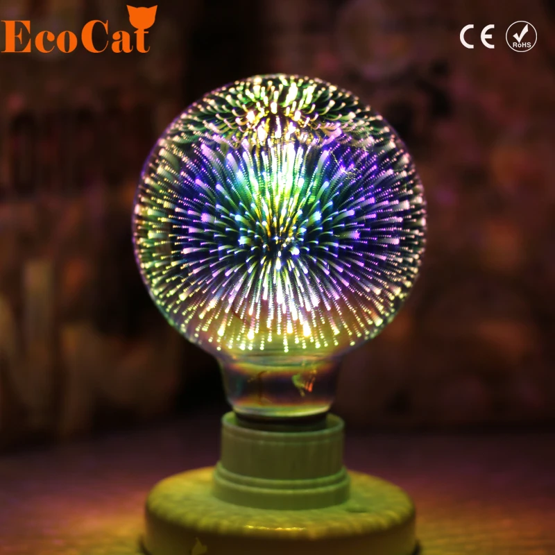 LED Light Bulb 3D Decoration Bulb E27 4W 220-240V Holiday Lights ST64 G95 G80 G125 A60 Novelty ChristmasLamp Lamparas