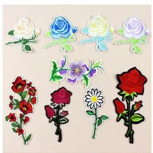 5 шт. вышитая розой железная нашивка для одежды DIY полосатая одежда Лоскутная наклейка Заказная Цветочная аппликация