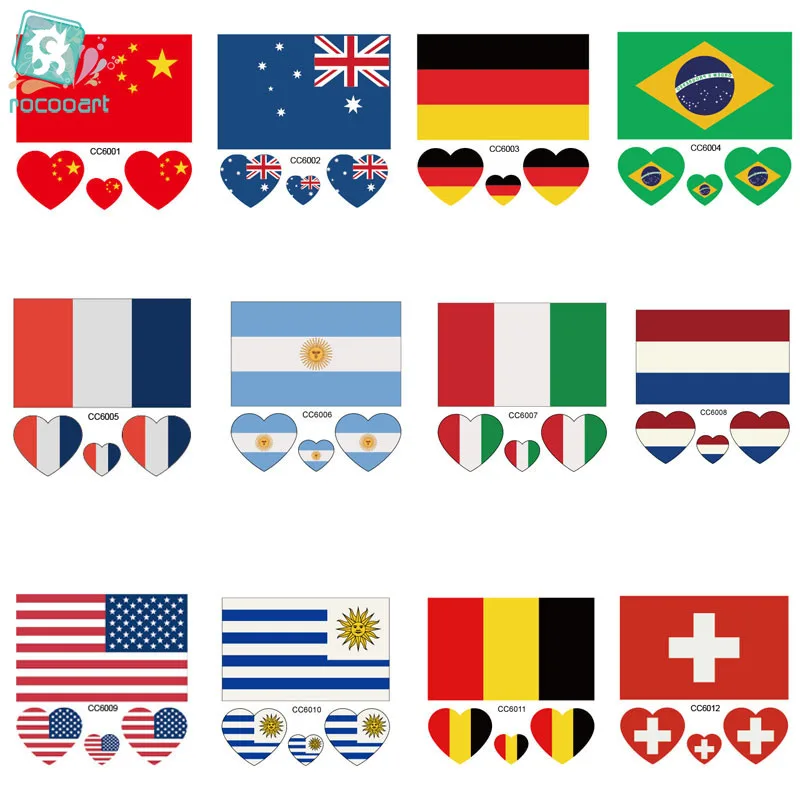 AS335 6X6 سنتيمتر USA الأمريكية أستراليا البرازيل ألمانيا العلم المؤقتة الوشم ملصق الجسم الفن نقل المياه وهمية Taty