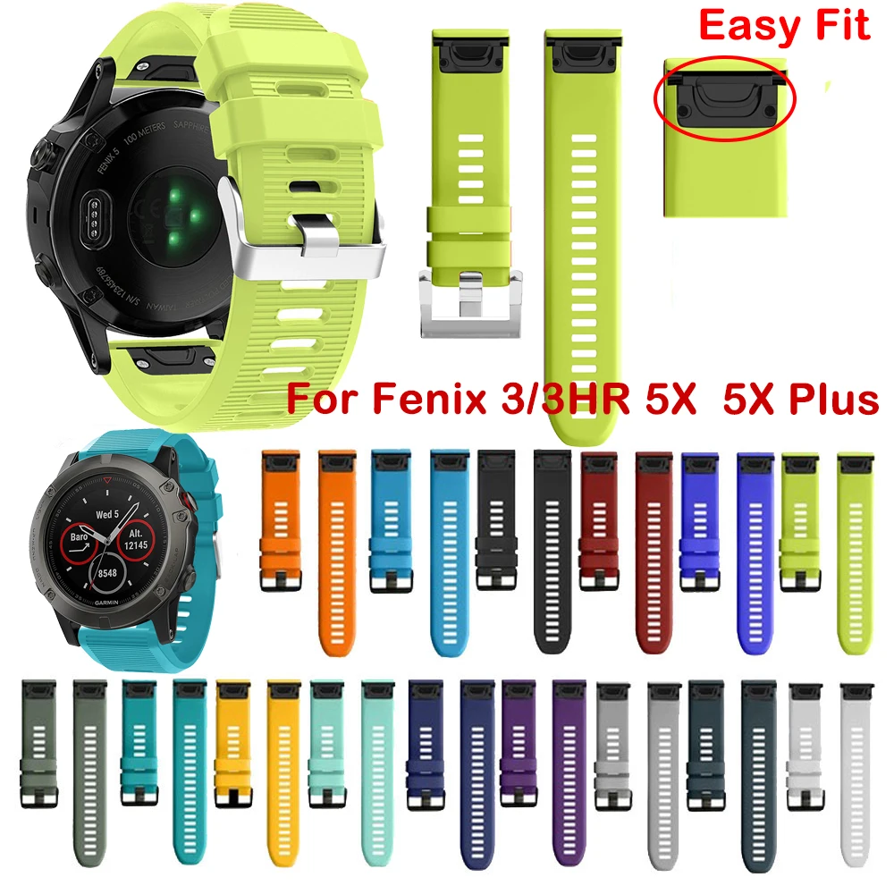 

26MM Watchband for Garmin Fenix5X 5X Plus 3 3 HR for Fenix 5X Plus smartWatch Quick Release Silicone Easyfit Wrist Band Strap