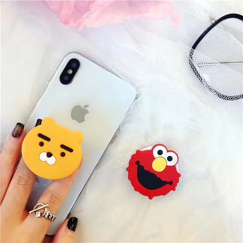 10pcs/lot Cartoon Kakao Elmo Silicone Phone Air bag stand holder Sticker for iPhoneX iPad cellphone accessories