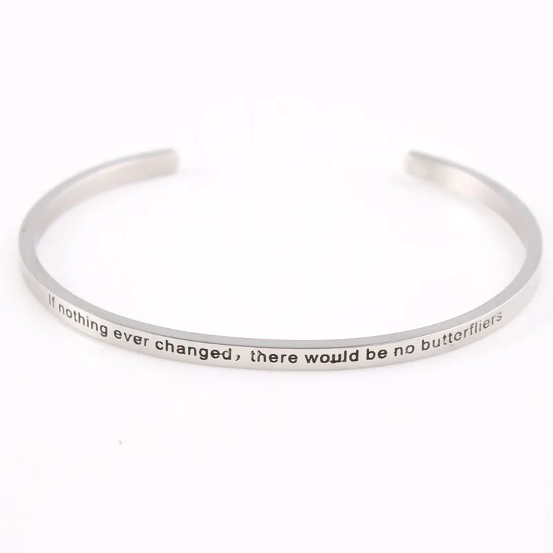 

Top Quality Stainless Steel Engraved Inspirational Quotes Bangle Bar Mantra Love Bracelets For Women Cuff Bracelets Bangles