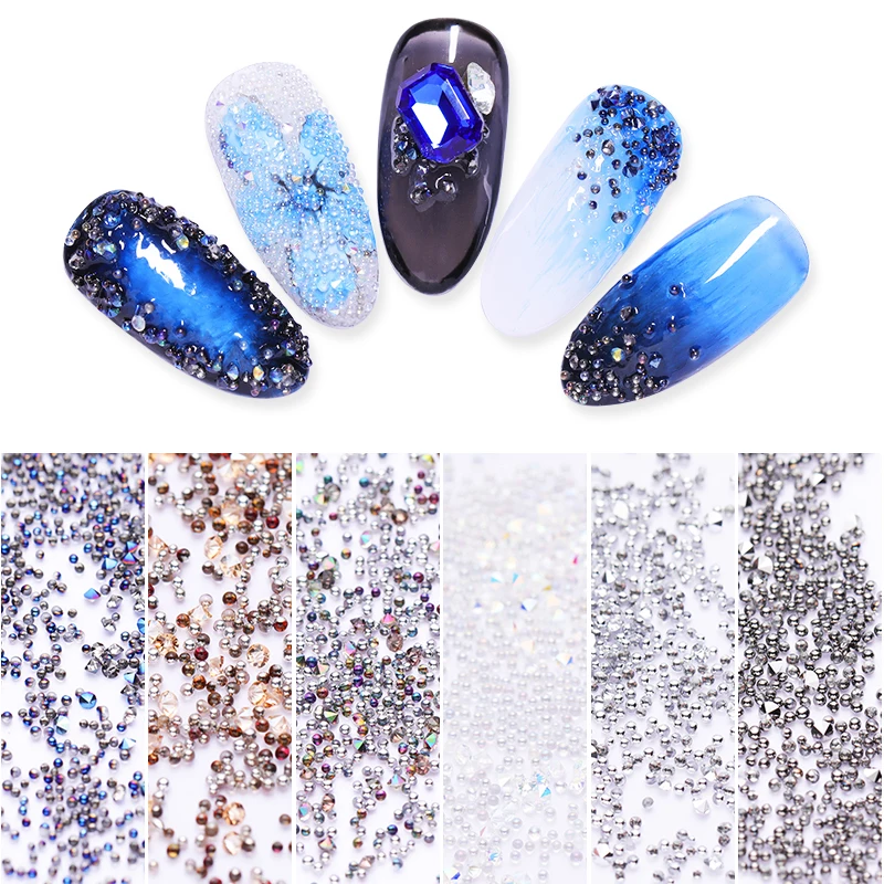 3D Nail Art Decoration Sharp White Red Blue Color Rhinestone Mini Beads Colorful Design | Красота и здоровье