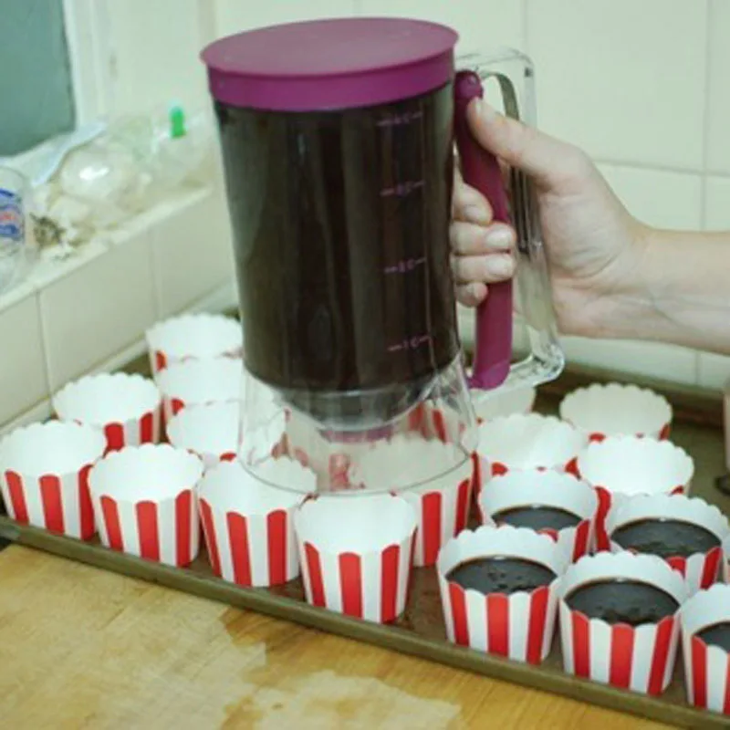 1 шт., мерный стакан для торта, дозатор теста, инструмент для выпечки кексов, воронка, диспенсер для жидкого теста, клапан для выпечки, смешанный измерительный кухонный инструмент