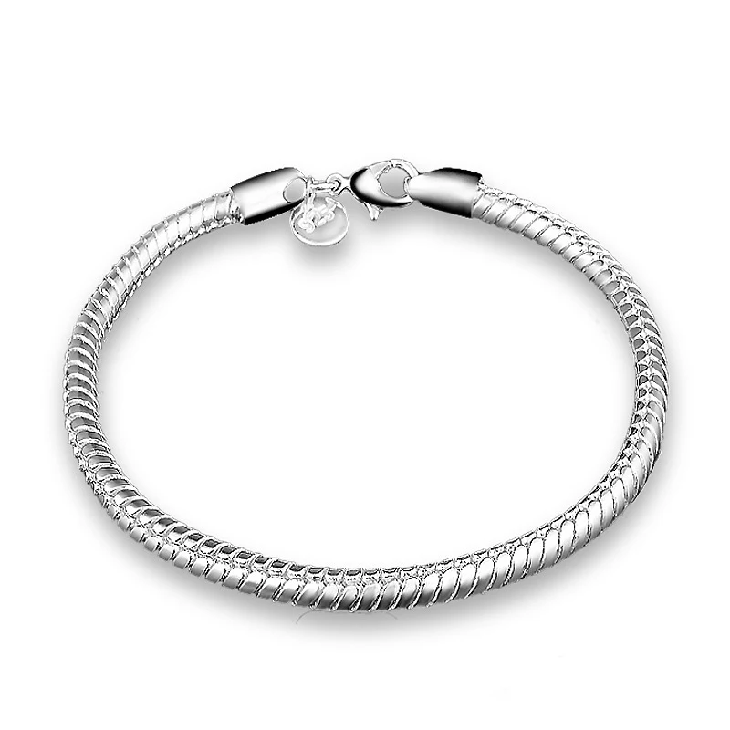 

Fashion Silver Color Snake Chain European Charm Bead Fit Original Brand Bracelet Bangle Jewelry For Women Gift